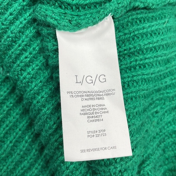 Cabi Lucky Balloon Sleeve Button-Up Cardigan Chunky Knit Sweater Kelly Green L - Picture 10 of 11